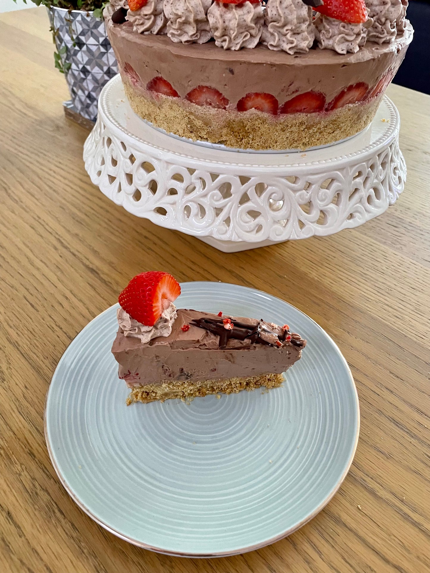 Dark Chocolate & Fresh Strawberry Cheesecake